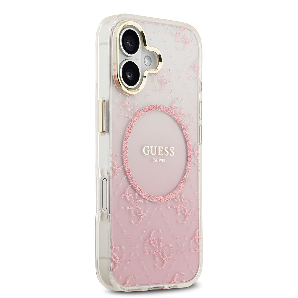 iPhone 17 Kılıf Guess Orjinal Lisanslı M-safe Şarj Özellikli 4G Desenli Simli Silikon Kılıf