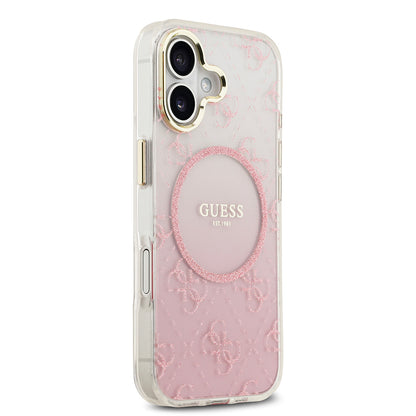 iPhone 17 Kılıf Guess Orjinal Lisanslı M-safe Şarj Özellikli 4G Desenli Simli Silikon Kılıf