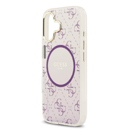 iPhone 17 Kılıf Guess Orjinal Lisanslı M-safe Şarj Özellikli 4G Desenli Simli Silikon Kılıf