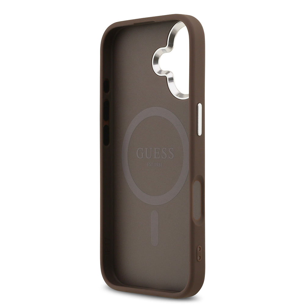iPhone 17 Kılıf Guess Orjinal Lisanslı M-safe Şarj Özellikli 4G Klasik Yazı Logolu Kılıf