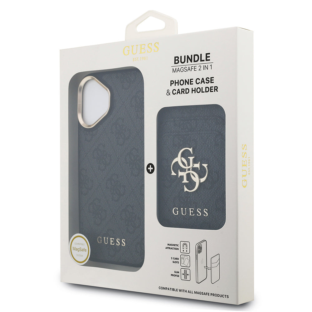 iPhone 17 Kılıf Guess Orjinal Lisanslı M-safe Şarj Özellikli 4G Metal Büyük Logolu Kartlıklı Kılıf