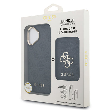 iPhone 17 Kılıf Guess Orjinal Lisanslı M-safe Şarj Özellikli 4G Metal Büyük Logolu Kartlıklı Kılıf