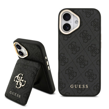 iPhone 17 Kılıf Guess Orjinal Lisanslı M-safe Şarj Özellikli 4G Metal Büyük Logolu Kartlıklı Kılıf