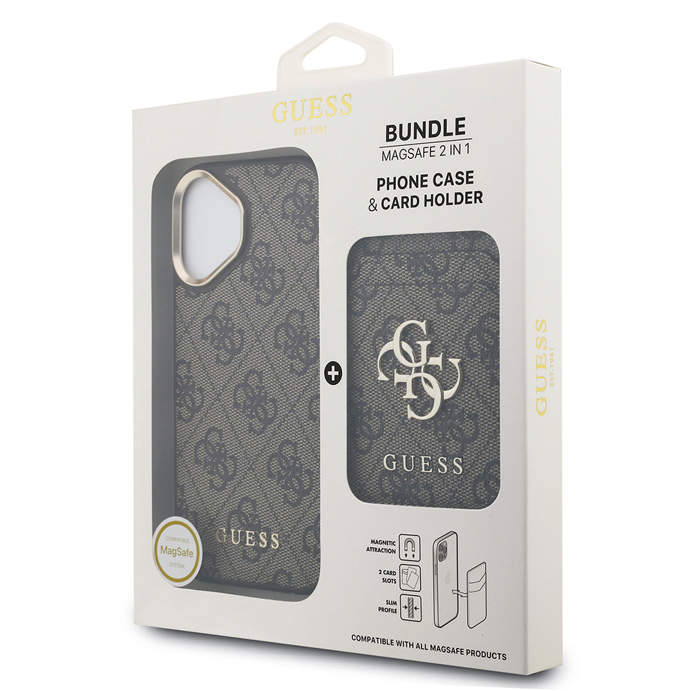 iPhone 17 Kılıf Guess Orjinal Lisanslı M-safe Şarj Özellikli 4G Metal Büyük Logolu Kartlıklı Kılıf