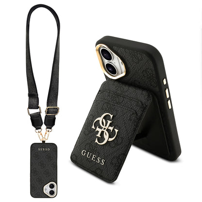 iPhone 17 Kılıf Guess Orjinal Lisanslı M-safe Şarj Özellikli Askılı ve 4G Logo Kartlıklı Kılıf