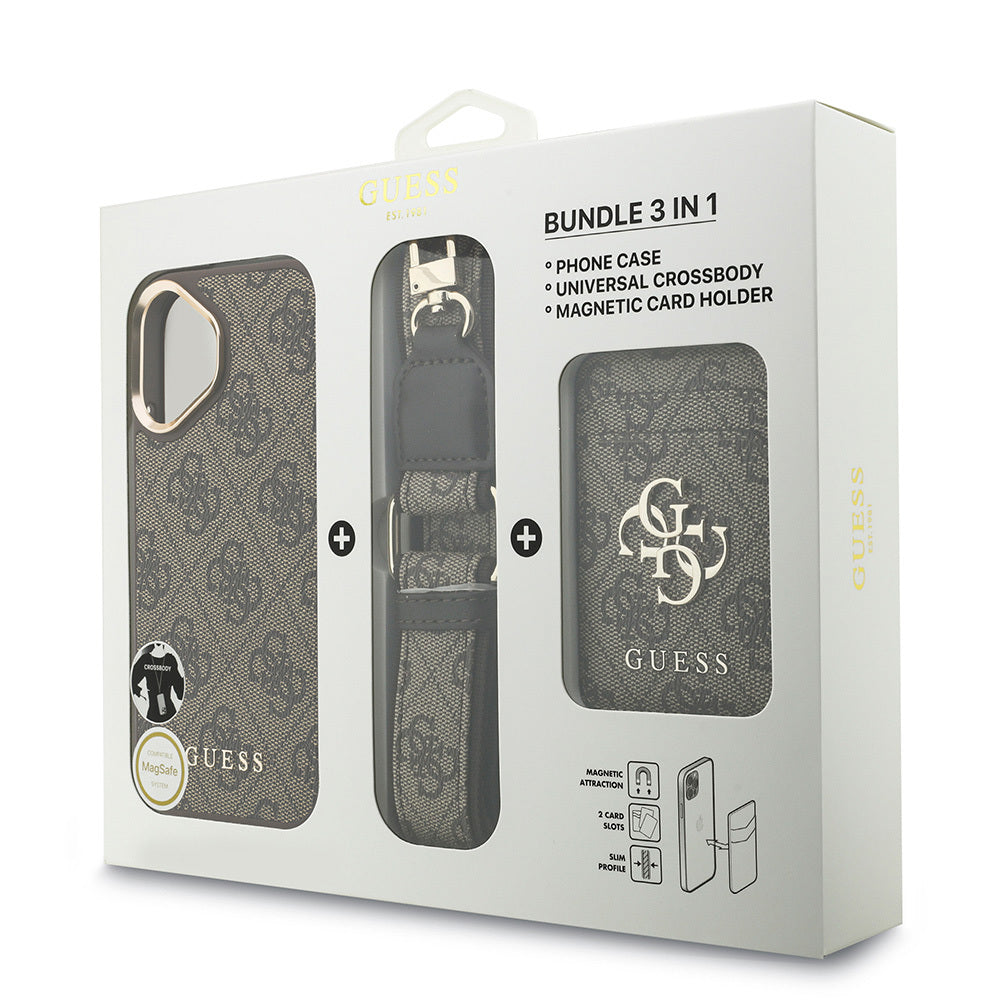 iPhone 17 Kılıf Guess Orjinal Lisanslı M-safe Şarj Özellikli Askılı ve 4G Logo Kartlıklı Kılıf