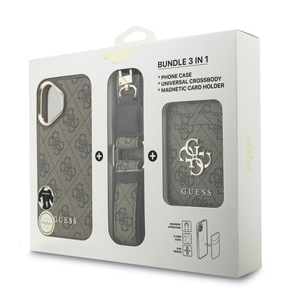 iPhone 17 Kılıf Guess Orjinal Lisanslı M-safe Şarj Özellikli Askılı ve 4G Logo Kartlıklı Kılıf