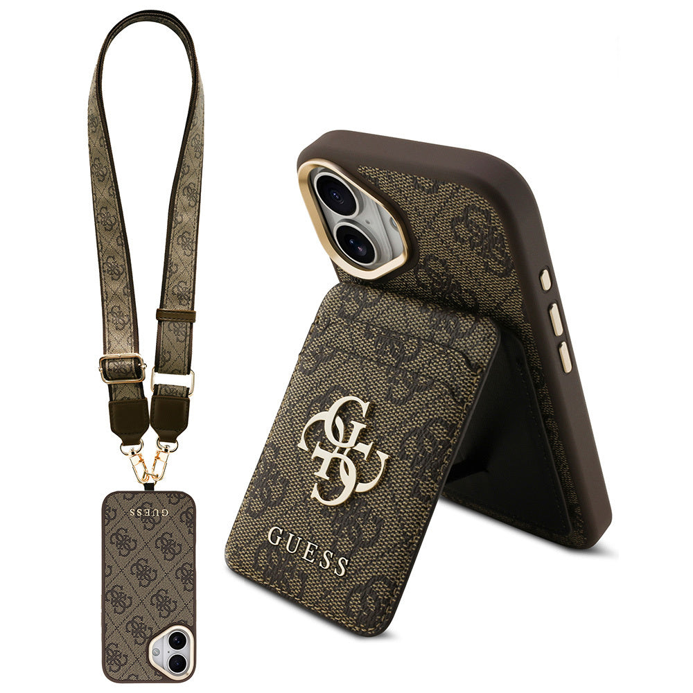 iPhone 17 Kılıf Guess Orjinal Lisanslı M-safe Şarj Özellikli Askılı ve 4G Logo Kartlıklı Kılıf