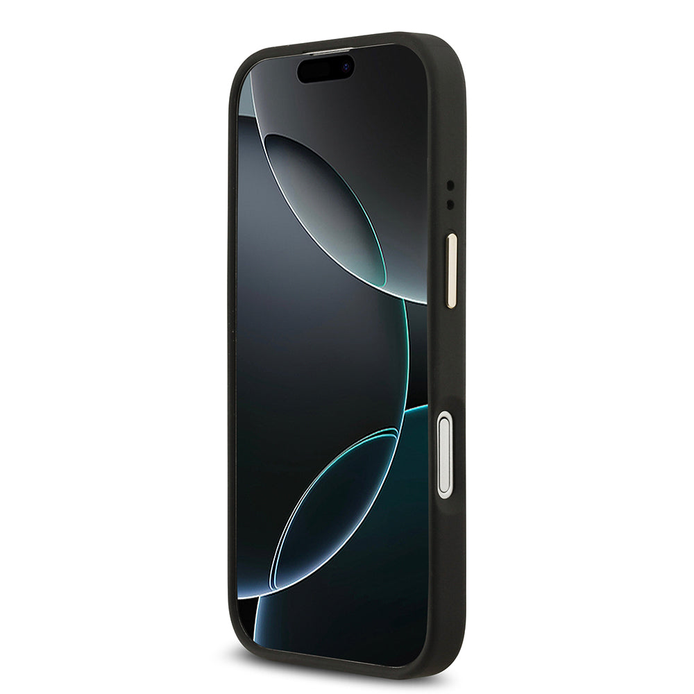 iPhone 17 Kılıf Guess Orjinal Lisanslı M-safe Şarj Özellikli Gold Metal Kamera Çerçeveli Taşlı 4G Logolu Kılıf