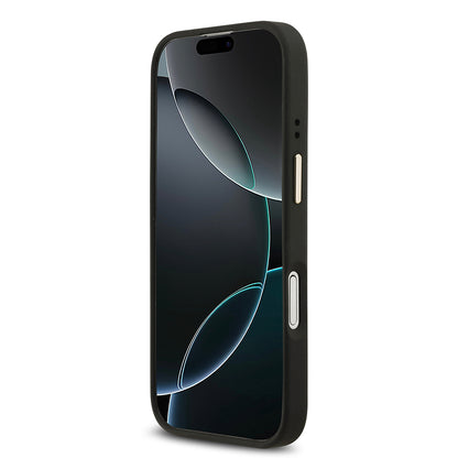 iPhone 17 Kılıf Guess Orjinal Lisanslı M-safe Şarj Özellikli Gold Metal Kamera Çerçeveli Taşlı 4G Logolu Kılıf