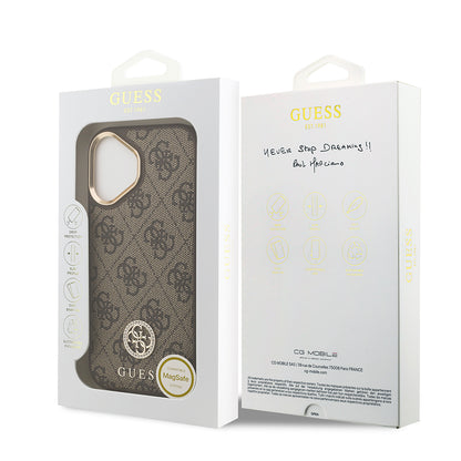 iPhone 17 Kılıf Guess Orjinal Lisanslı M-safe Şarj Özellikli Gold Metal Kamera Çerçeveli Taşlı 4G Logolu Kılıf