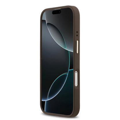 iPhone 17 Kılıf Guess Orjinal Lisanslı M-safe Şarj Özellikli Grained Yazı ve Taşlı 4G Logolu Kılıf