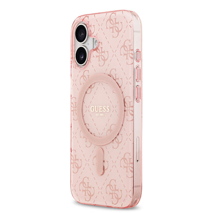 iPhone 17 Kılıf Guess Orjinal Lisanslı M-safe Şarj Özellikli IML Baskılı Klasik Logolu 4G Desenli Kılıf