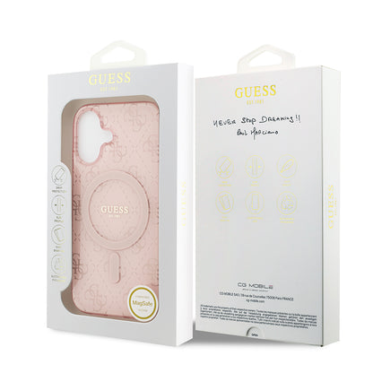 iPhone 17 Kılıf Guess Orjinal Lisanslı M-safe Şarj Özellikli IML Baskılı Klasik Logolu 4G Desenli Kılıf