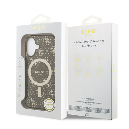 iPhone 17 Kılıf Guess Orjinal Lisanslı M-safe Şarj Özellikli IML Baskılı Klasik Logolu 4G Desenli Kılıf