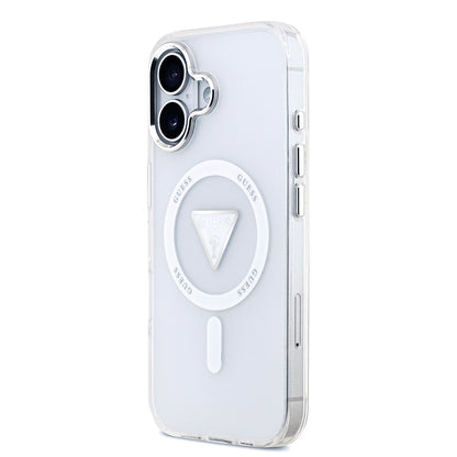 iPhone 17 Kılıf Guess Orjinal Lisanslı M-safe Şarj Özellikli IML Baskılı Üçgen Logolu Metal Kamera Çerçeveli Kılıf