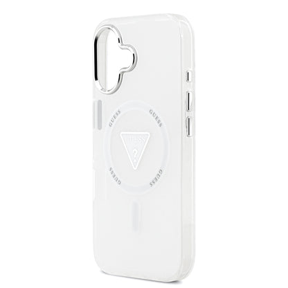 iPhone 17 Kılıf Guess Orjinal Lisanslı M-safe Şarj Özellikli IML Baskılı Üçgen Logolu Metal Kamera Çerçeveli Kılıf