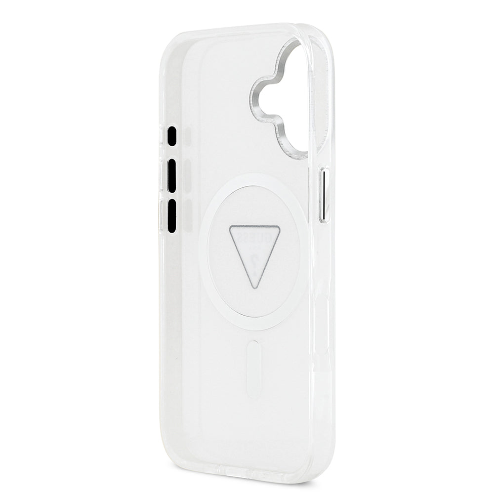 iPhone 17 Kılıf Guess Orjinal Lisanslı M-safe Şarj Özellikli IML Baskılı Üçgen Logolu Metal Kamera Çerçeveli Kılıf