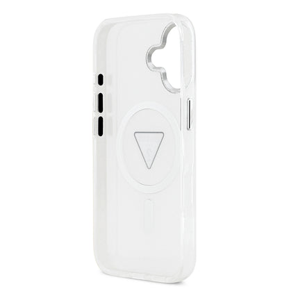 iPhone 17 Kılıf Guess Orjinal Lisanslı M-safe Şarj Özellikli IML Baskılı Üçgen Logolu Metal Kamera Çerçeveli Kılıf