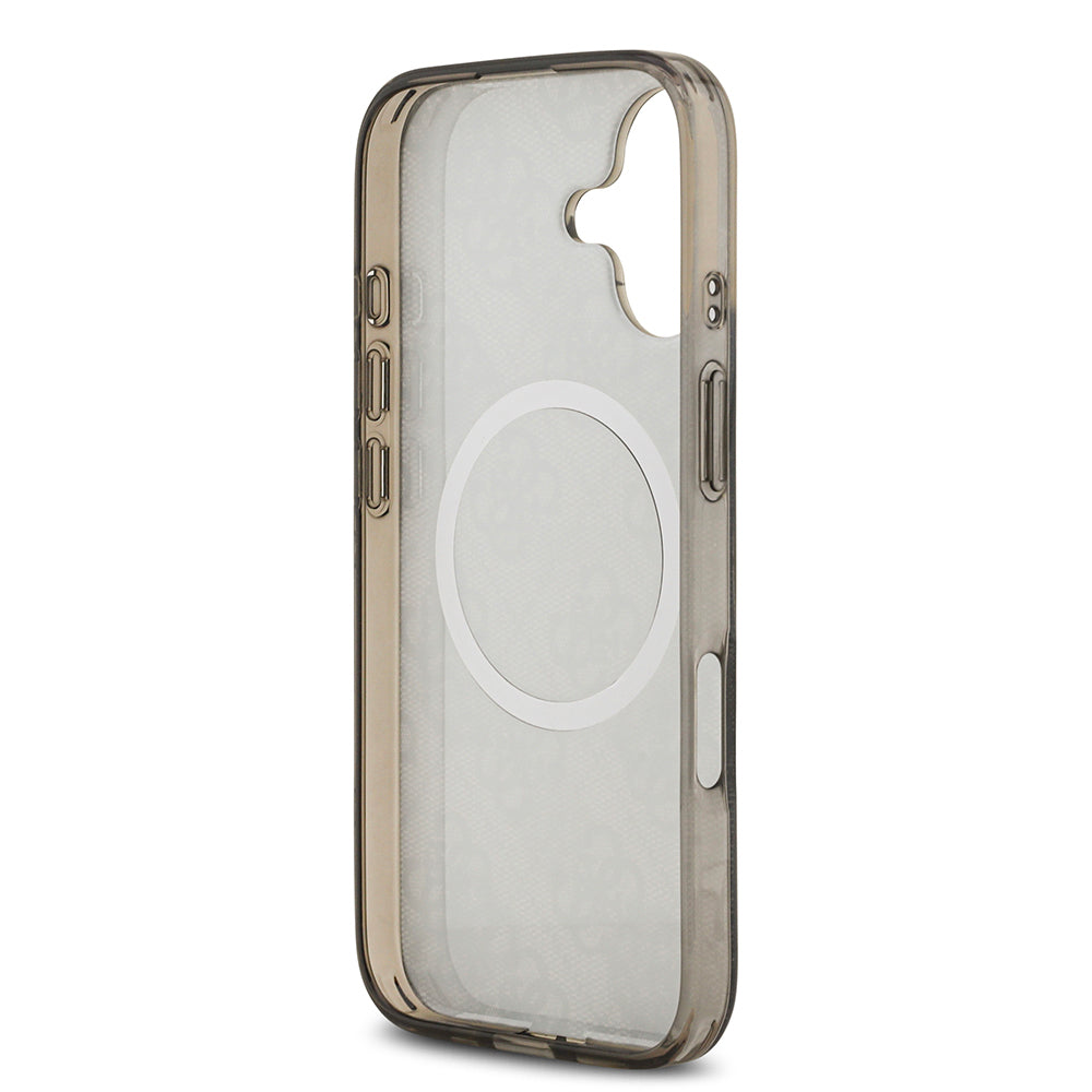 iPhone 17 Kılıf Guess Orjinal Lisanslı M-safe Şarj Özellikli IML Peony ve 4G Desenli Klasik Logolu Kılıf