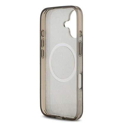 iPhone 17 Kılıf Guess Orjinal Lisanslı M-safe Şarj Özellikli IML Peony ve 4G Desenli Klasik Logolu Kılıf