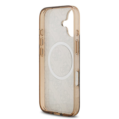 iPhone 17 Kılıf Guess Orjinal Lisanslı M-safe Şarj Özellikli IML Peony ve 4G Desenli Klasik Logolu Kılıf