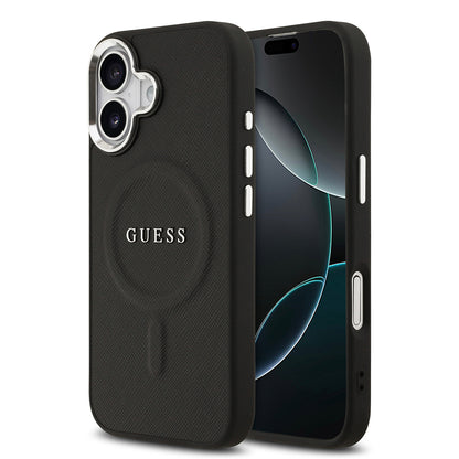 iPhone 17 Kılıf Guess Orjinal Lisanslı M-safe Şarj Özellikli Klasik Yazı Logolu PU Deri Kılıf