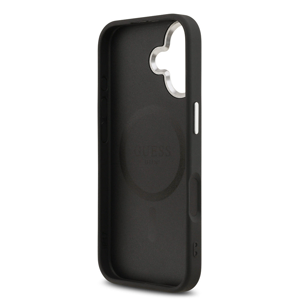 iPhone 17 Kılıf Guess Orjinal Lisanslı M-safe Şarj Özellikli Klasik Yazı Logolu PU Deri Kılıf