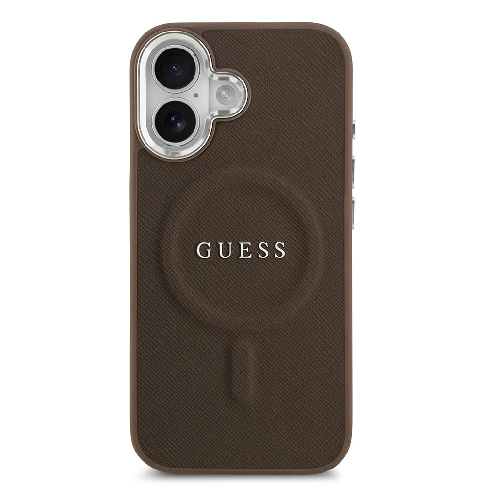 iPhone 17 Kılıf Guess Orjinal Lisanslı M-safe Şarj Özellikli Klasik Yazı Logolu PU Deri Kılıf