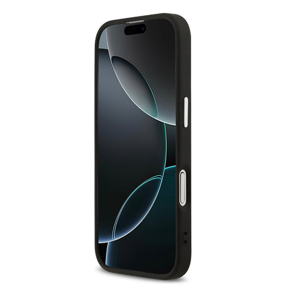 iPhone 17 Kılıf Guess Orjinal Lisanslı M-safe Şarj Özellikli Metal Kamera Çerçeveli Üçgen Logolu Glitter Kılıf