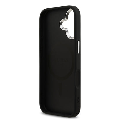 iPhone 17 Kılıf Guess Orjinal Lisanslı M-safe Şarj Özellikli Metal Kamera Çerçeveli Üçgen Logolu Glitter Kılıf