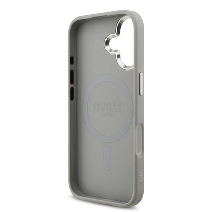 iPhone 17 Kılıf Guess Orjinal Lisanslı M-safe Şarj Özellikli Metal Kamera Çerçeveli Üçgen Logolu Glitter Kılıf