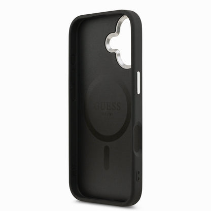 iPhone 17 Kılıf Guess Orjinal Lisanslı M-safe Şarj Özellikli PU Deri Metal Kamera Çerçeveli Üçgen Logolu Kılıf