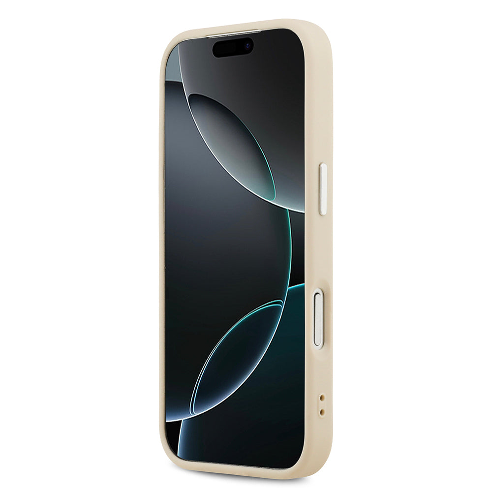 iPhone 17 Kılıf Guess Orjinal Lisanslı M-safe Şarj Özellikli Sıcak Baskılı Klasik Yazı Logolu PU Deri Peony Kılıf