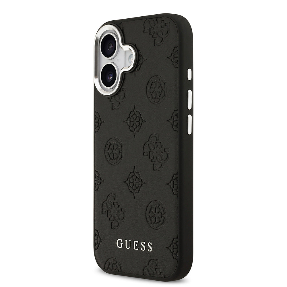 iPhone 17 Kılıf Guess Orjinal Lisanslı M-safe Şarj Özellikli Sıcak Baskılı Klasik Yazı Logolu PU Deri Peony Kılıf