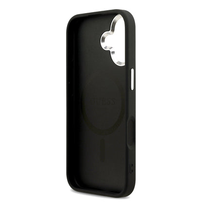 iPhone 17 Kılıf Guess Orjinal Lisanslı M-safe Şarj Özellikli Sıcak Baskılı Klasik Yazı Logolu PU Deri Peony Kılıf