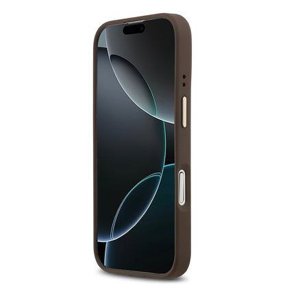 iPhone 17 Kılıf Guess Orjinal Lisanslı M-safe Şarj Özellikli Sıcak Baskılı Yazı Logolu PU Deri Peony Kılıf