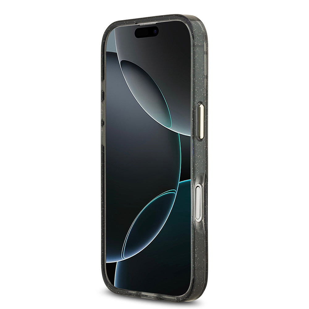 iPhone 17 Kılıf Guess Orjinal Lisanslı M-safe Şarj Özellikli Simli Çiçek Desenli Metal Kamera Çerçeveli Üçgen Logolu Kılıf