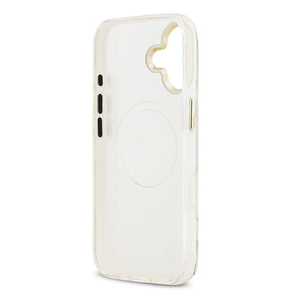 iPhone 17 Kılıf Guess Orjinal Lisanslı M-safe Şarj Özellikli Simli Çiçek Desenli Metal Kamera Çerçeveli Üçgen Logolu Kılıf