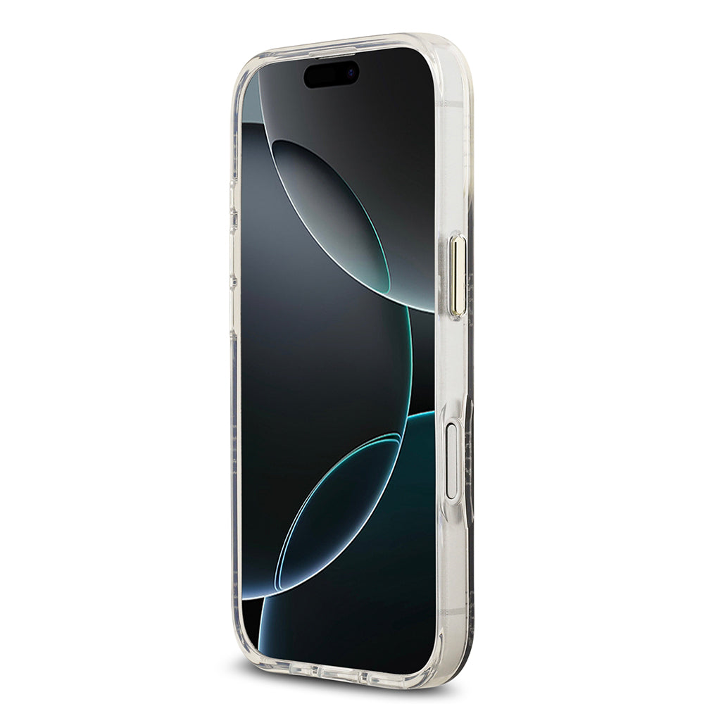 iPhone 17 Kılıf Guess Orjinal Lisanslı M-safe Şarj Özellikli Simli Peony Desenli Silikon Kılıf