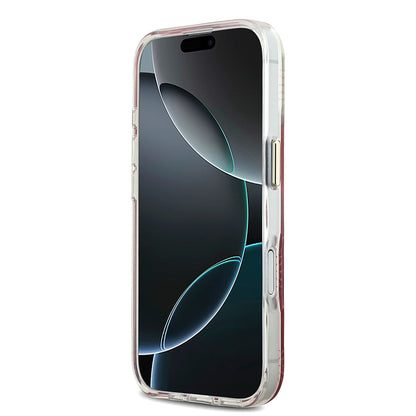 iPhone 17 Kılıf Guess Orjinal Lisanslı M-safe Şarj Özellikli Simli Peony Desenli Silikon Kılıf