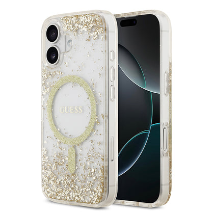 iPhone 17 Kılıf Guess Orjinal Lisanslı M-safe Şarj Özellikli Transparan Resin Bottom Kılıf