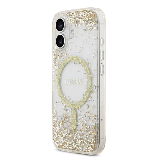iPhone 17 Kılıf Guess Orjinal Lisanslı M-safe Şarj Özellikli Transparan Resin Bottom Kılıf