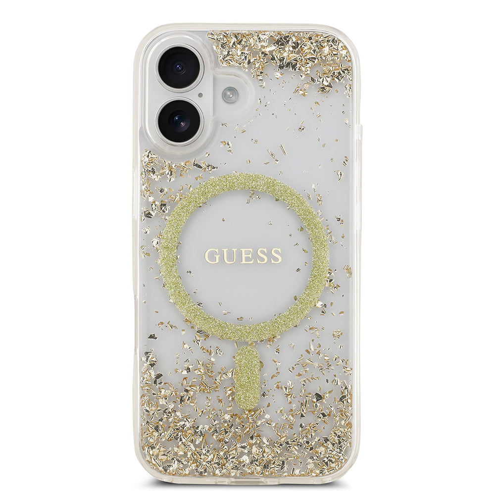 iPhone 17 Kılıf Guess Orjinal Lisanslı M-safe Şarj Özellikli Transparan Resin Bottom Kılıf