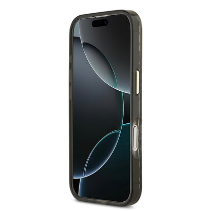 iPhone 17 Kılıf Guess Orjinal Lisanslı M-safe Şarj Özellikli Üçgen Logolu Simli Leopar Desenli Kılıf