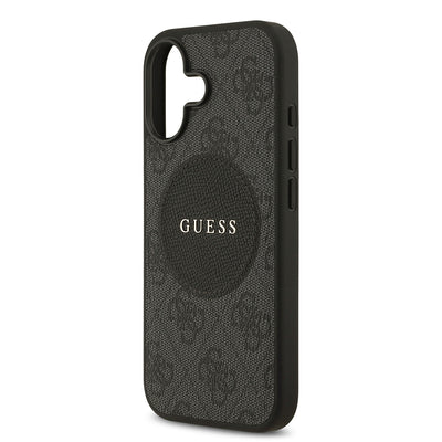 Apple iPhone 17 Kılıf Guess Orjinal Lisanslı M-safe Şarj Özellikli Yazı Logolu Circle Classic Kapak Siyah