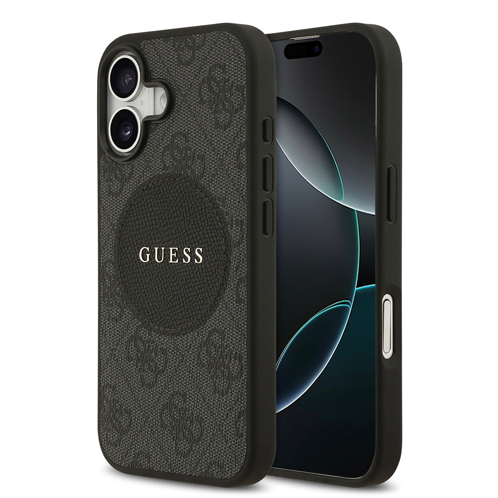 Apple iPhone 17 Kılıf Guess Orjinal Lisanslı M-safe Şarj Özellikli Yazı Logolu Circle Classic Kapak Pembe