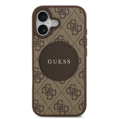 Apple iPhone 17 Kılıf Guess Orjinal Lisanslı M-safe Şarj Özellikli Yazı Logolu Circle Classic Kapak Pembe