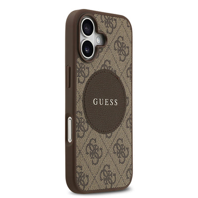Apple iPhone 17 Kılıf Guess Orjinal Lisanslı M-safe Şarj Özellikli Yazı Logolu Circle Classic Kapak Siyah