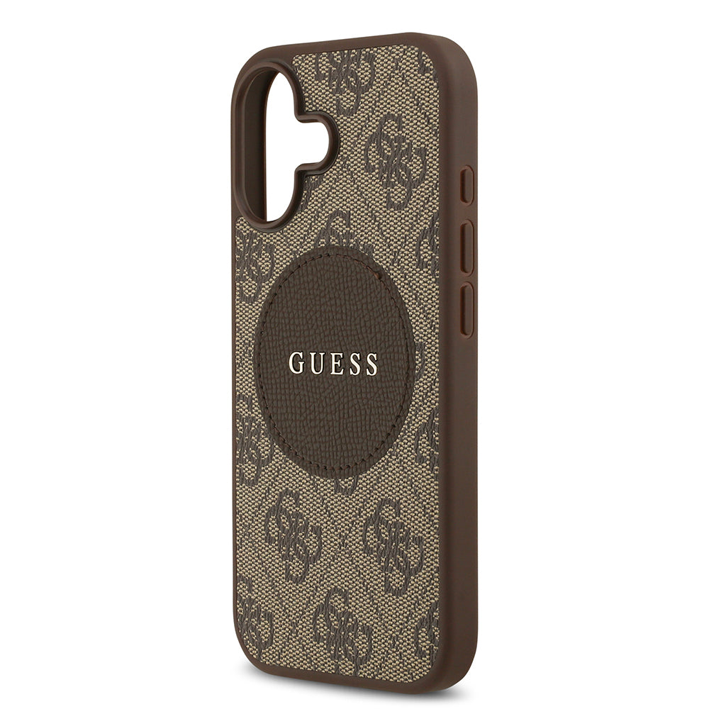 Apple iPhone 17 Kılıf Guess Orjinal Lisanslı M-safe Şarj Özellikli Yazı Logolu Circle Classic Kapak Siyah